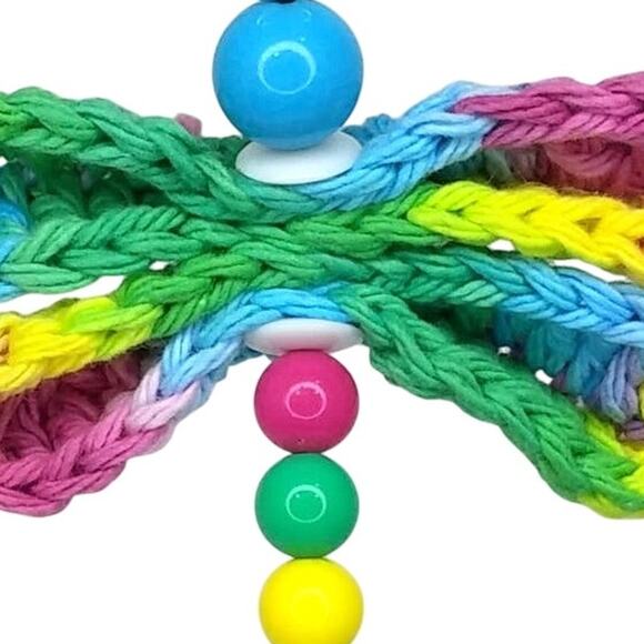 Crochet Dragonfly Bag Charm Hand Crafted Colorful Beaded Purse Keychain NEW - Picture 5 of 7